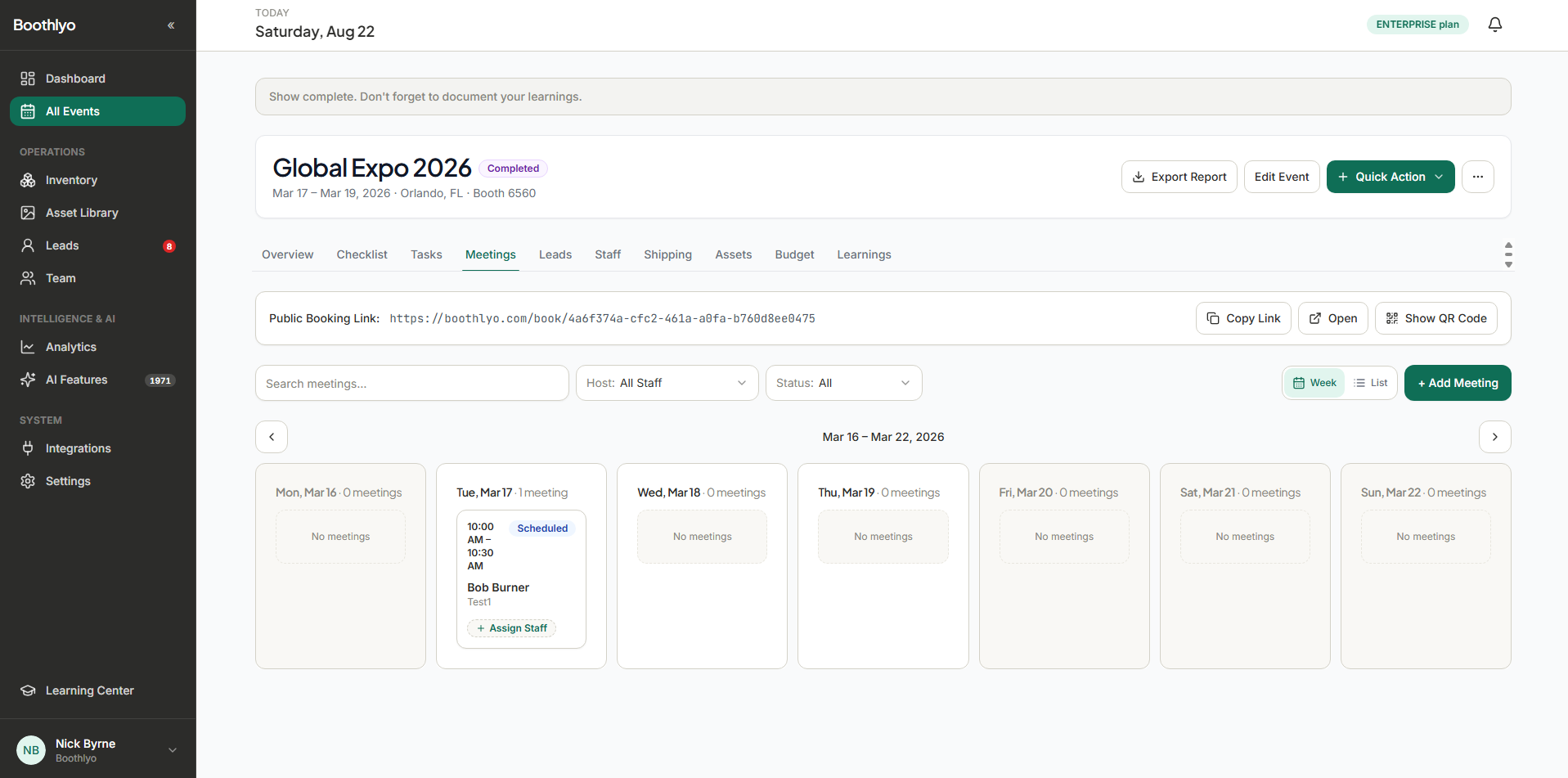 Meeting Scheduler — Boothlyo trade show management software